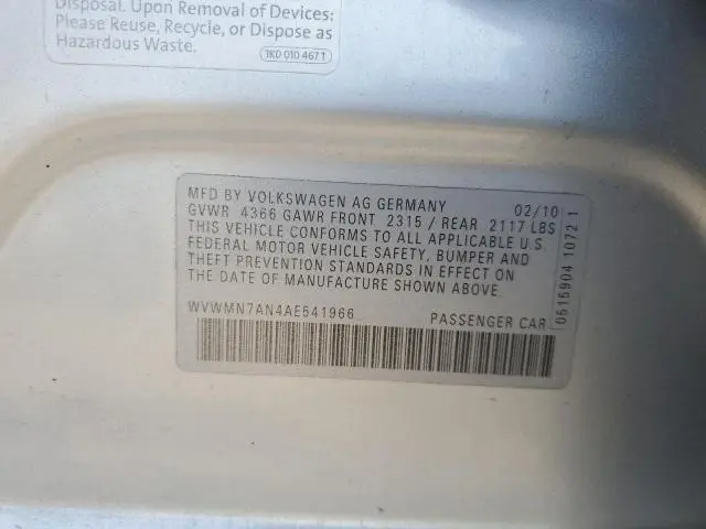 2010 VOLKSWAGEN CC SPORT  