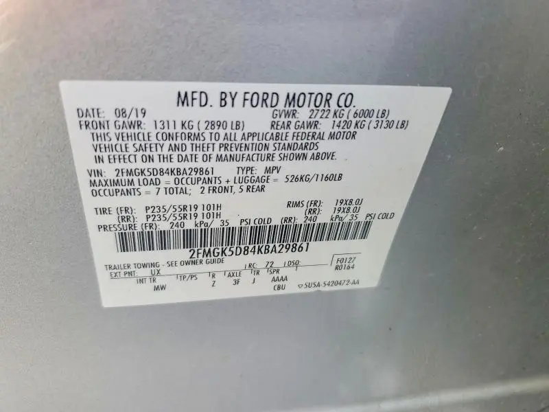 2019 FORD FLEX LIMITED  