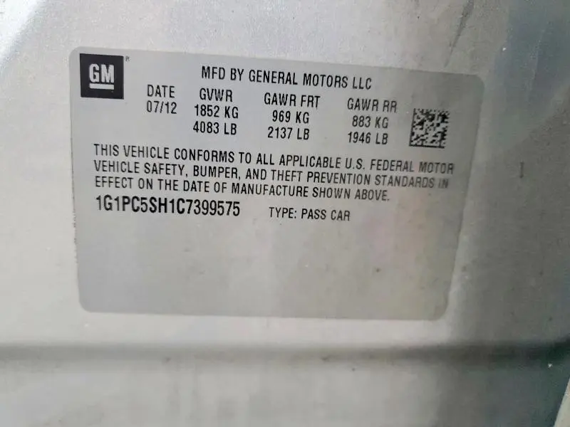 2012 CHEVROLET CRUZE LS  