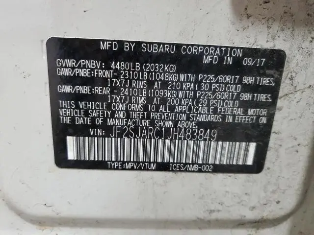 2018 SUBARU FORESTER 2.5I LIMITED  