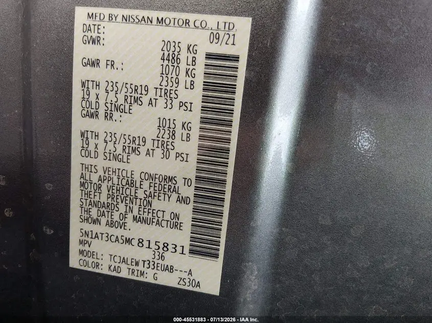 2021 NISSAN ROGUE SL FWD