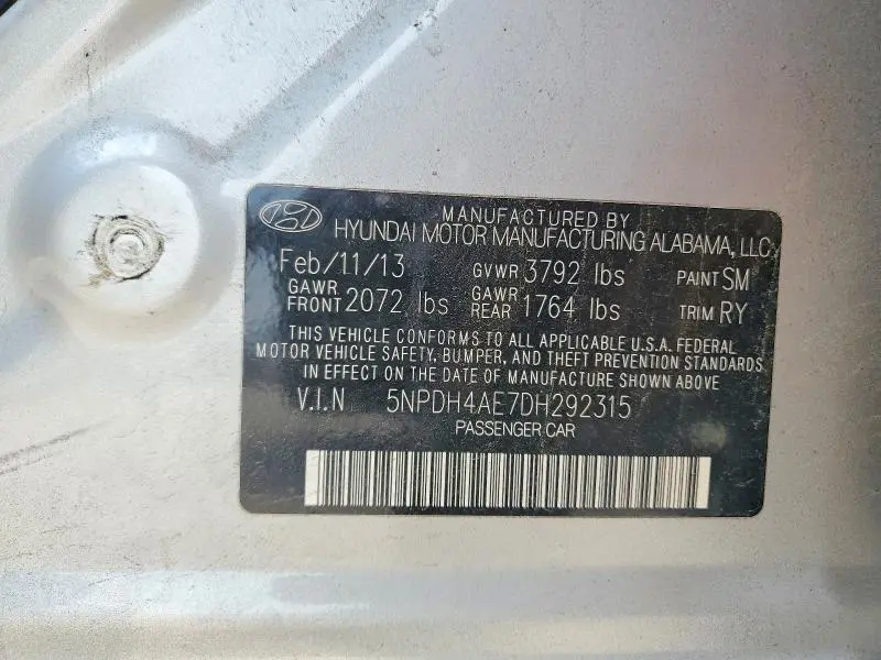 2013 HYUNDAI ELANTRA LIMITED  