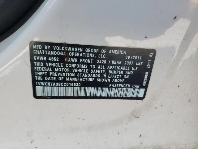 2012 VOLKSWAGEN PASSAT SEL  