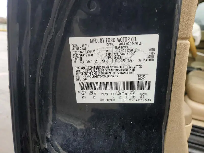 2012 FORD ESCAPE LIMITED  