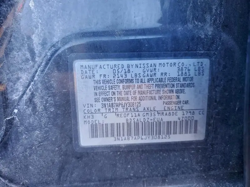 2018 NISSAN SENTRA S  