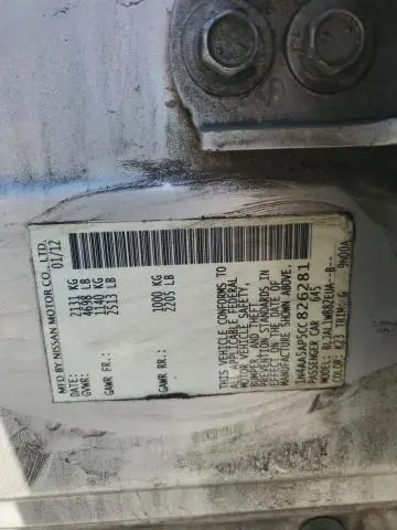 2012 NISSAN MAXIMA S  