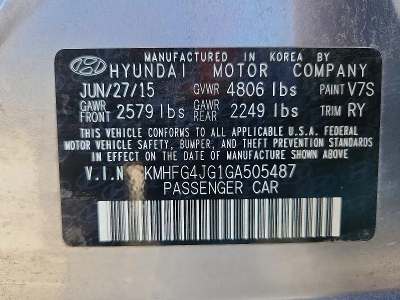 2016 HYUNDAI AZERA BASE  