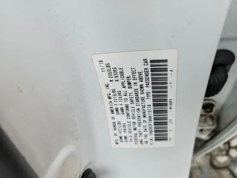 2017 HONDA ACCORD EX  