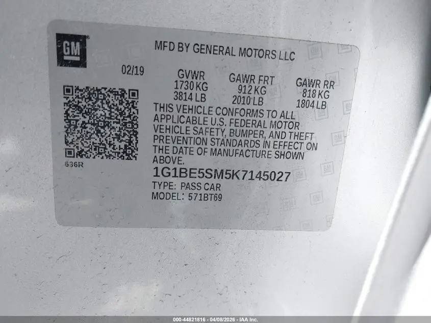2019 CHEVROLET CRUZE LT