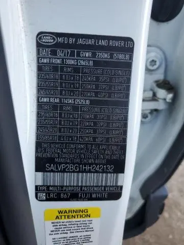 2017 LAND ROVER RANGE ROVER EVOQUE SE  