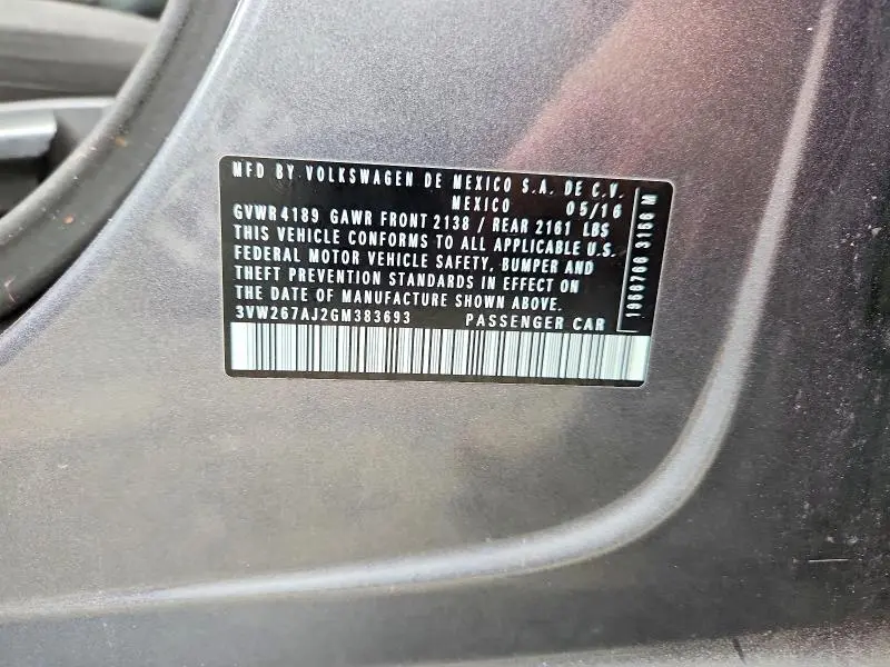 2016 VOLKSWAGEN JETTA S  