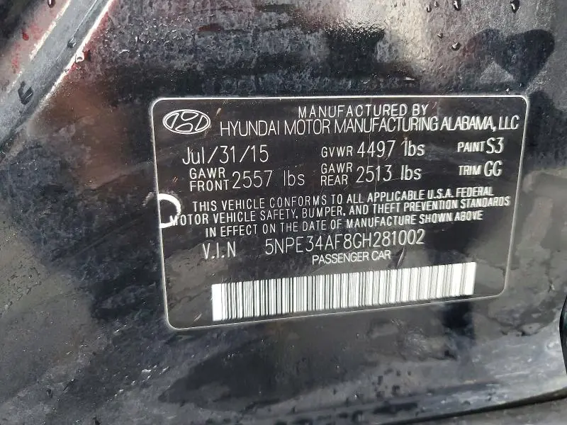 2016 HYUNDAI SONATA SPORT  