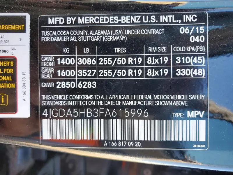 2015 MERCEDES-BENZ ML 350 4MATIC  