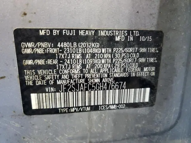 2016 SUBARU FORESTER 2.5I PREMIUM  