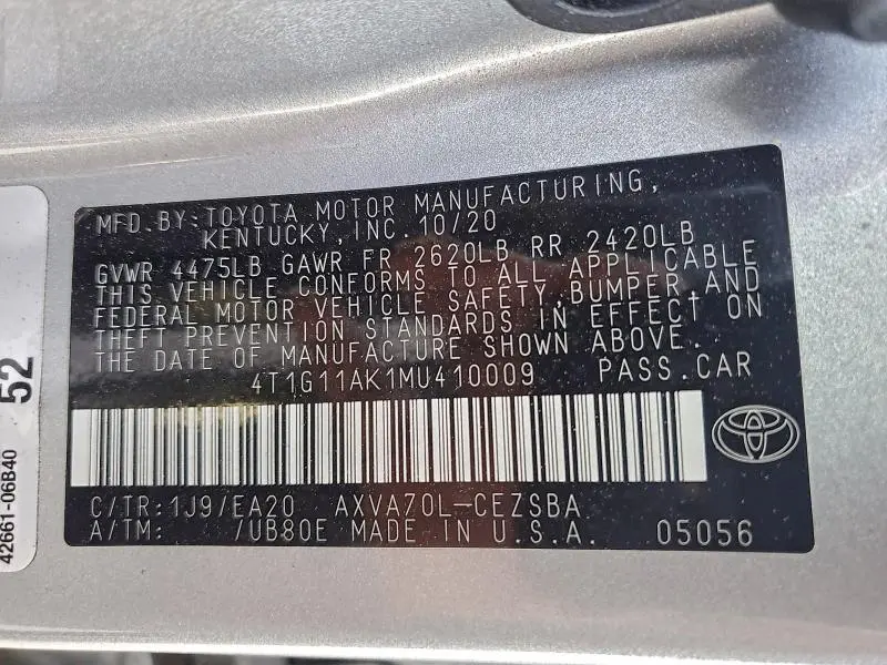 2021 TOYOTA CAMRY SE  