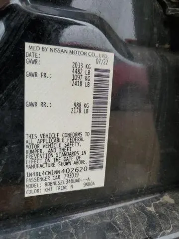 2022 NISSAN ALTIMA SR  