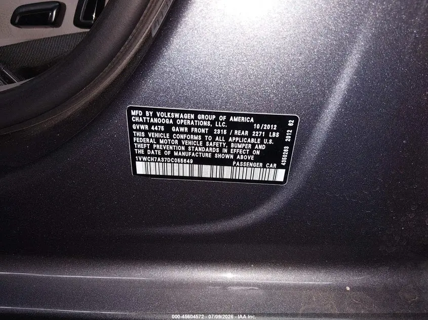 2013 VOLKSWAGEN PASSAT 2.5L SEL