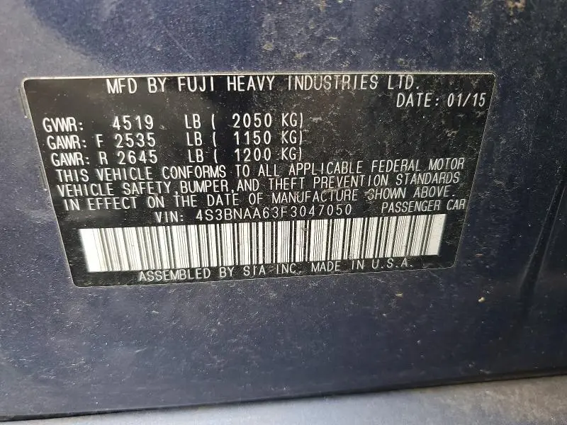 2015 SUBARU LEGACY 2.5I  
