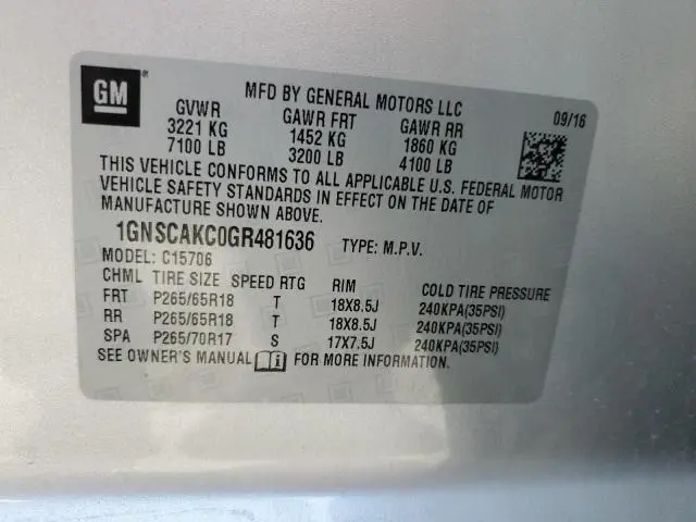 2016 CHEVROLET TAHOE C1500 LS