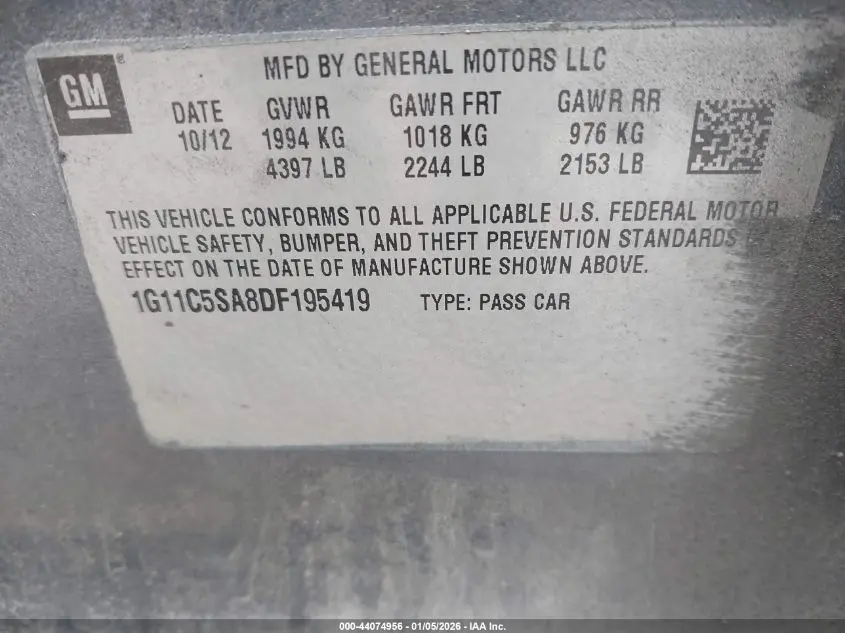 2013 CHEVROLET MALIBU 1LT