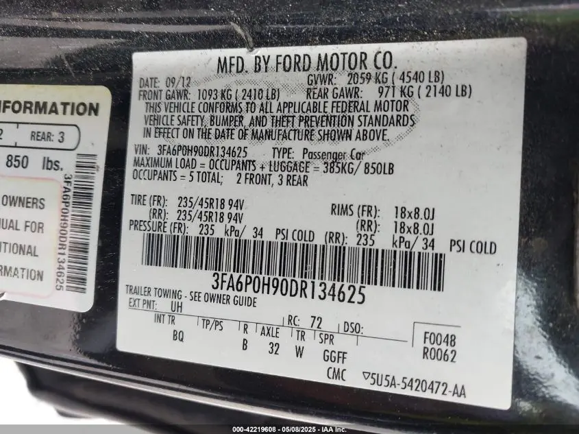 2013 FORD FUSION SE