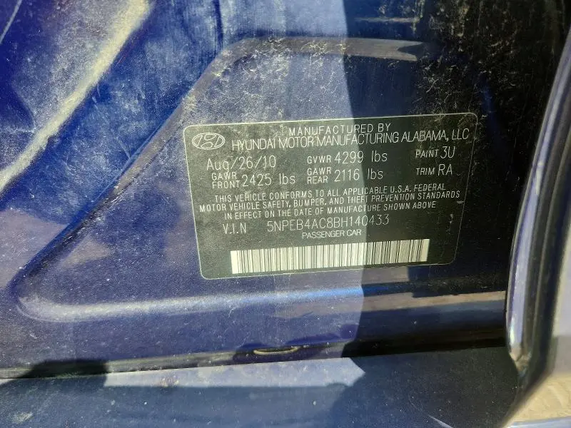 2011 HYUNDAI SONATA GLS  