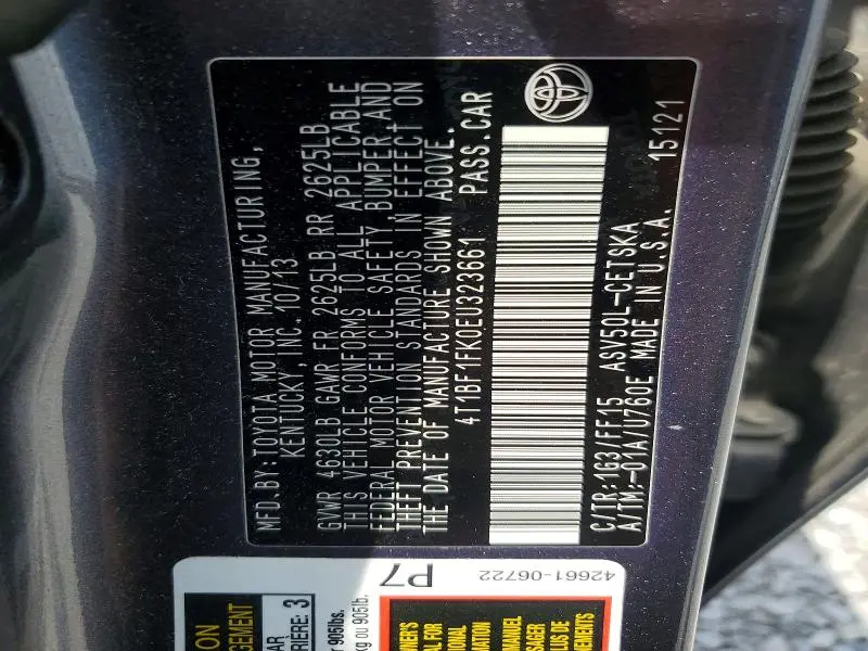 2014 TOYOTA CAMRY   