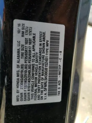2016 HONDA ODYSSEY SE  