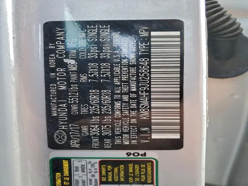 2018 HYUNDAI SANTA FE SE  