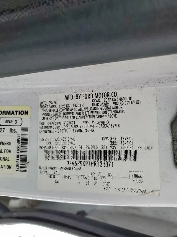 2017 FORD FUSION TITANIUM  