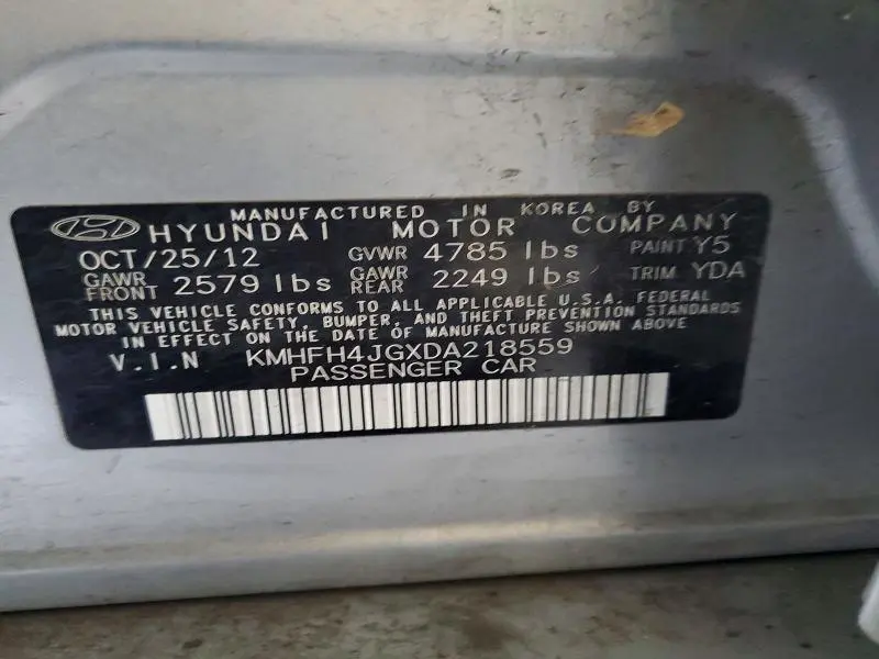 2013 HYUNDAI AZERA BASE  