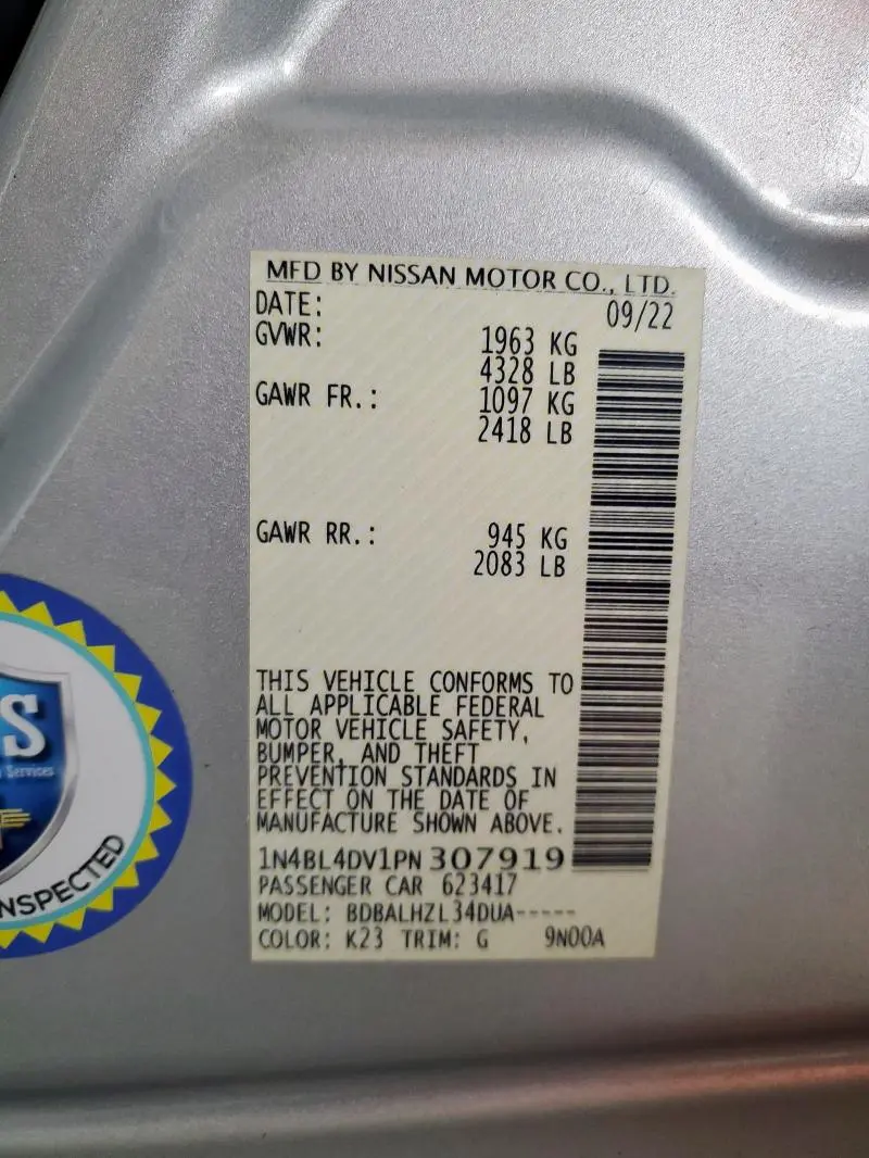 2023 NISSAN ALTIMA SV  