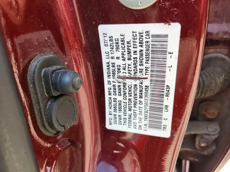 2012 HONDA CIVIC LX  