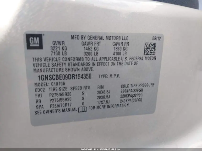 2013 CHEVROLET TAHOE LT