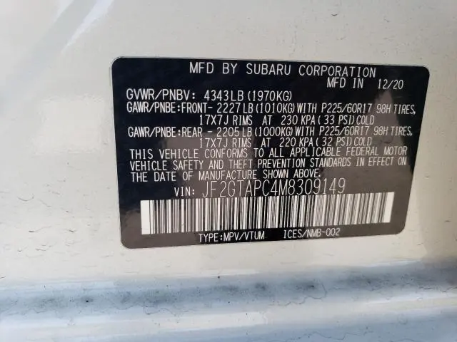2021 SUBARU CROSSTREK PREMIUM  