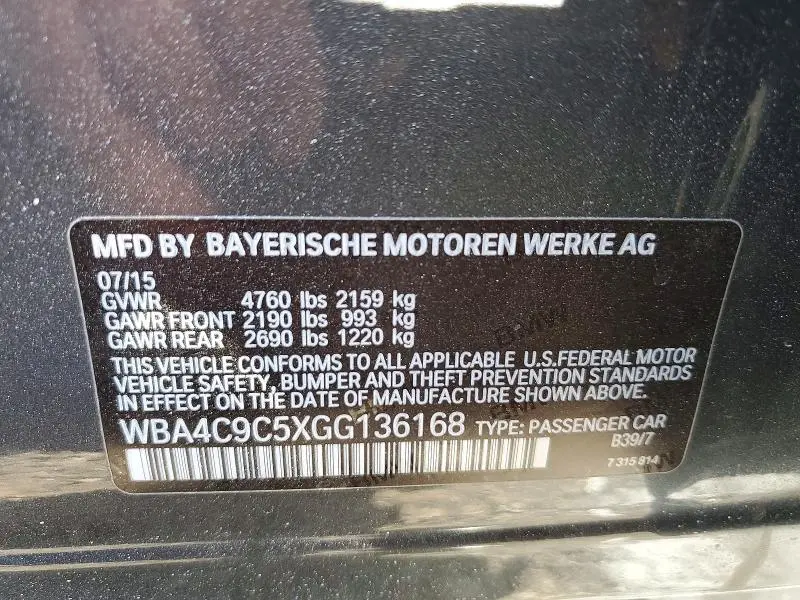 2016 BMW 428 XI GRAN COUPE SULEV  