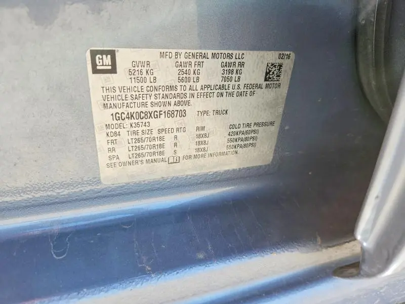2016 CHEVROLET SILVERADO K3500 LTZ  