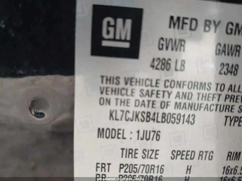 2020 CHEVROLET TRAX FWD LS