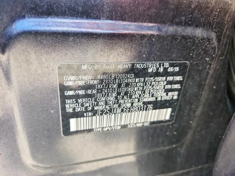 2015 SUBARU FORESTER 2.5I TOURING  