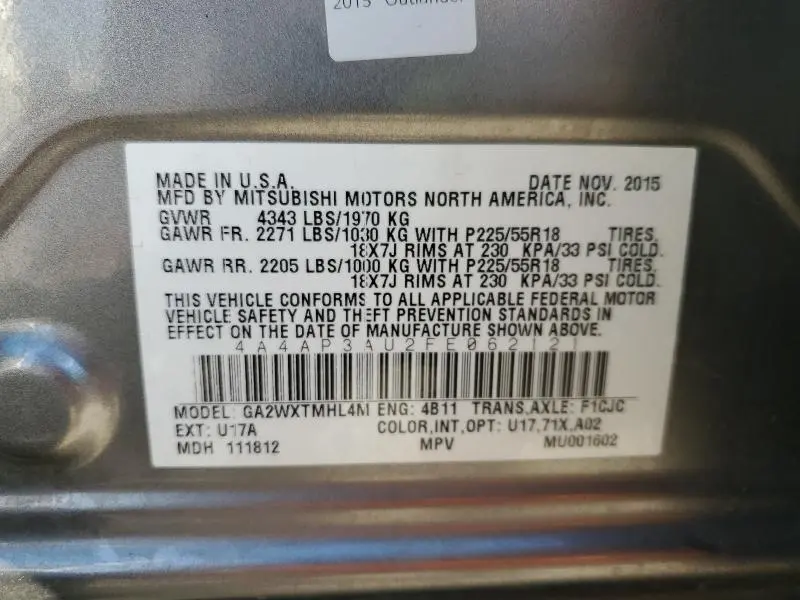 2015 MITSUBISHI OUTLANDER SPORT ES