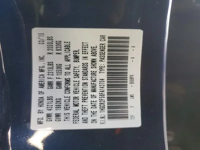 2015 HONDA ACCORD SPORT  