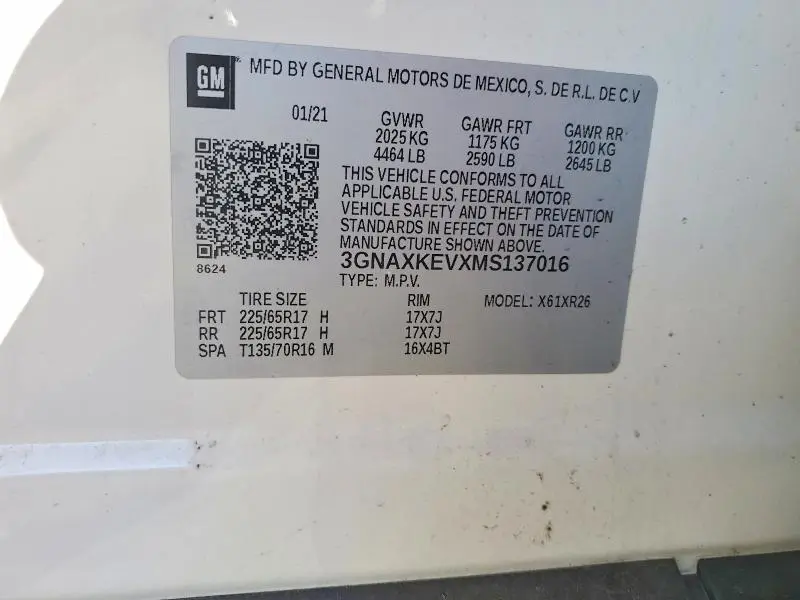 2021 CHEVROLET EQUINOX LT  