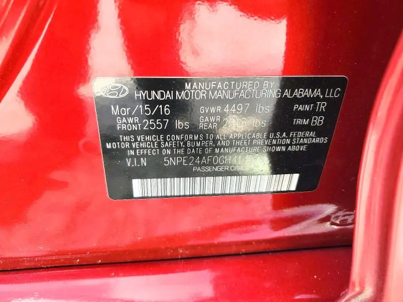 2016 HYUNDAI SONATA SE  