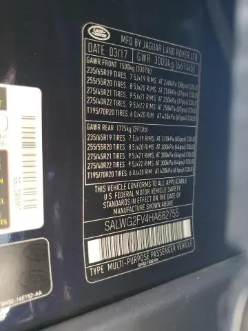 2017 LAND ROVER RANGE ROVER SPORT SE  