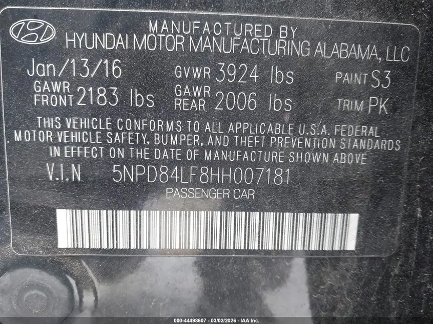 2017 HYUNDAI ELANTRA SE