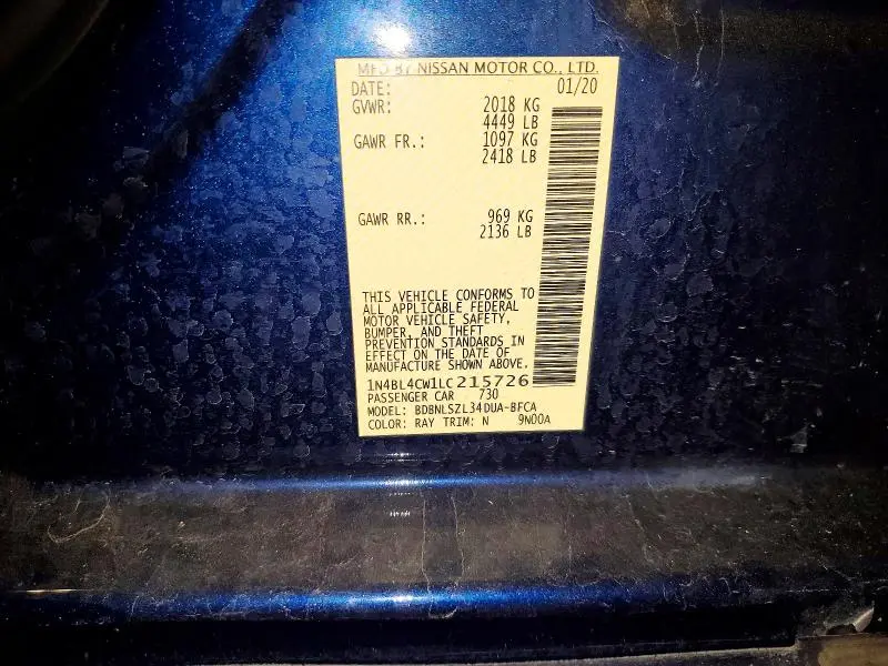 2020 NISSAN ALTIMA SR  