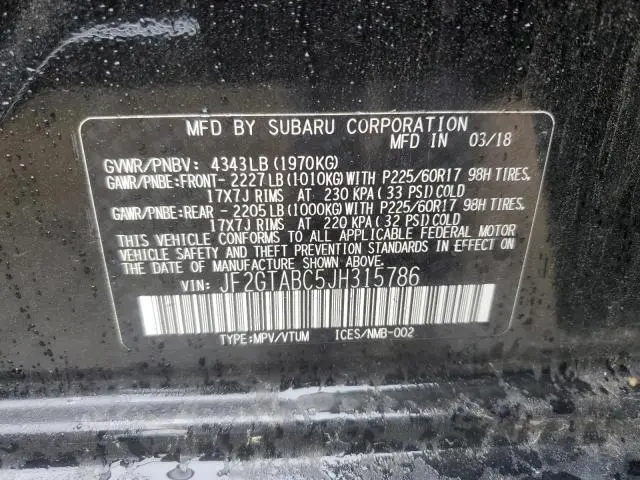 2018 SUBARU CROSSTREK PREMIUM  
