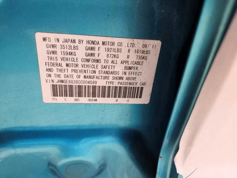 2012 HONDA FIT   
