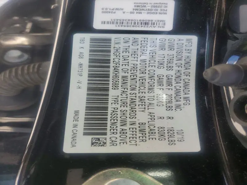 2019 HONDA CIVIC SPORT  