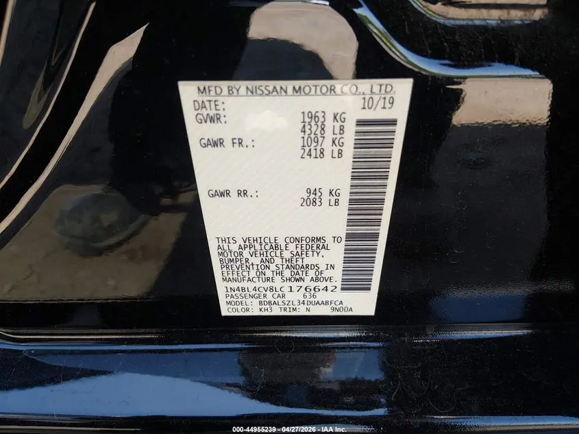 2020 NISSAN ALTIMA SR FWD